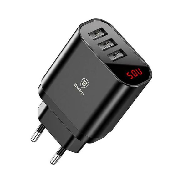 Baseus fali töltő 3xUSB max 3.4A digitális kijelzős