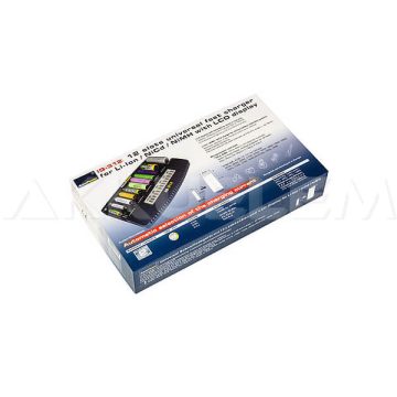   AccuPower IQ312 gyortöltő 12 csatornás LCD kijelzős Li-ion/Ni-MH/Ni-Cd