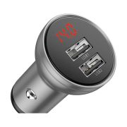 Autós töltő 2xUSB 2.4A 12-24V szürke Baseus