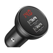 Autós töltő 2xUSB 2.4A 12-24V fekete Baseus