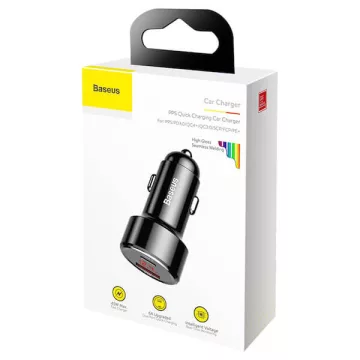   Baseus gyors autós töltő 12-24V 45W 1xUSB/5A 1xUSB-C/3A kijelzős