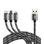 everActive 3in1 kábel 2.4A 1.2m USB-C Lightning micrUSB
