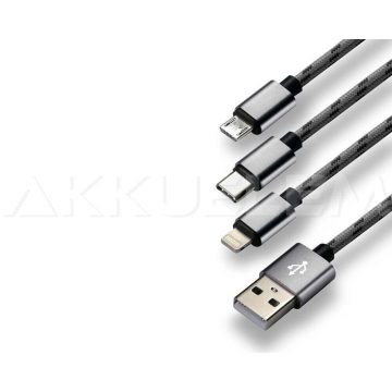 everActive 3in1 kábel 2.4A 1.2m USB-C Lightning micrUSB