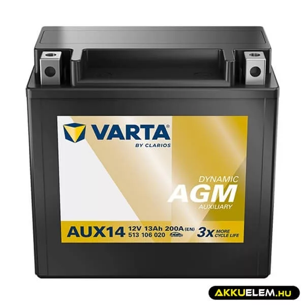 Varta 12V 13Ah 200A YTX14 AUX14 motorkerékpár akkumulátor 513106 GyZ