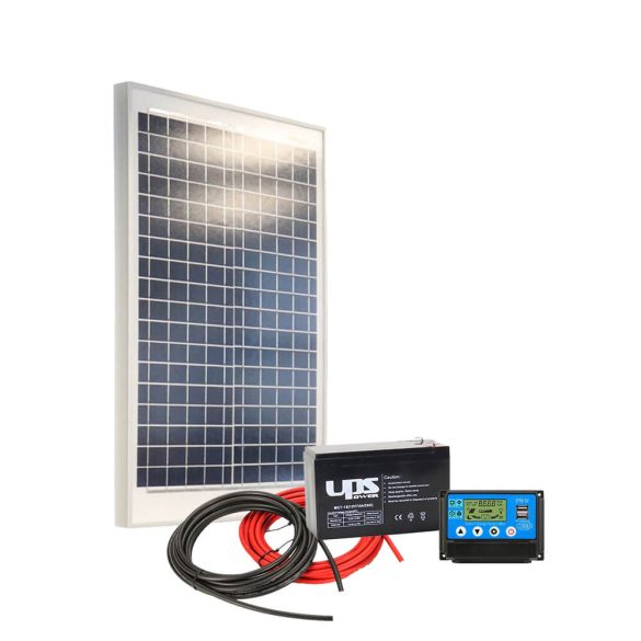 AKKUELEM MINI Napelem csomag | 10A PWM | 30W Solar | 7Ah UPSPower akku