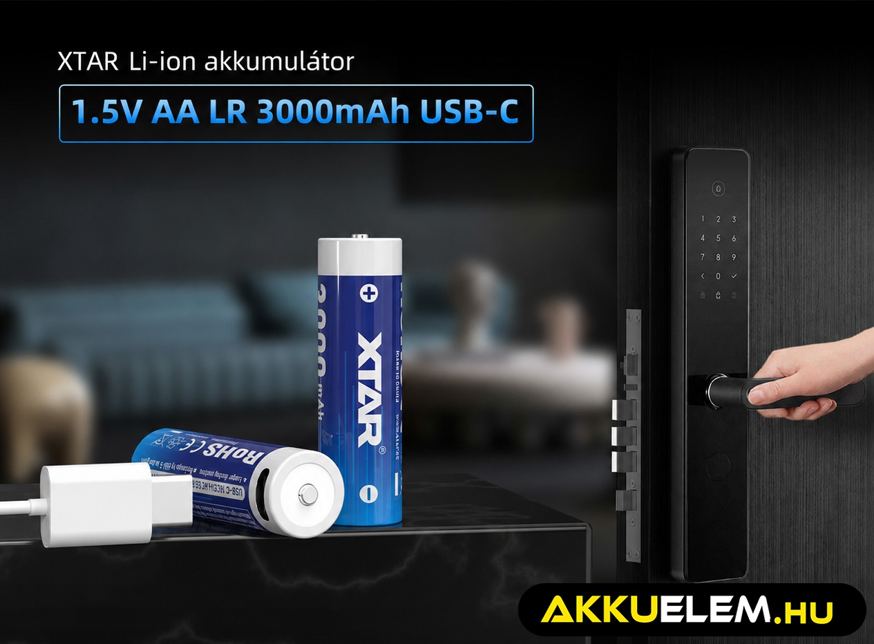XTAR 1.5V AA LR 3000mAh USB-C – Jobb energia az okoszárhoz!